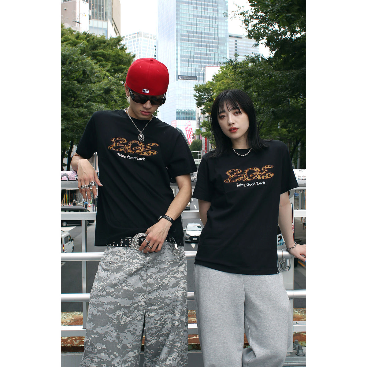 LEOPARD LOGO TEE -BLACK-