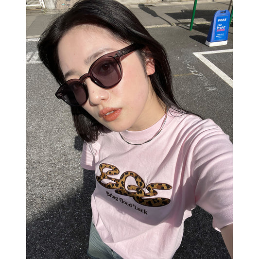 LEOPARD LOGO TEE -LIGHT PINK-