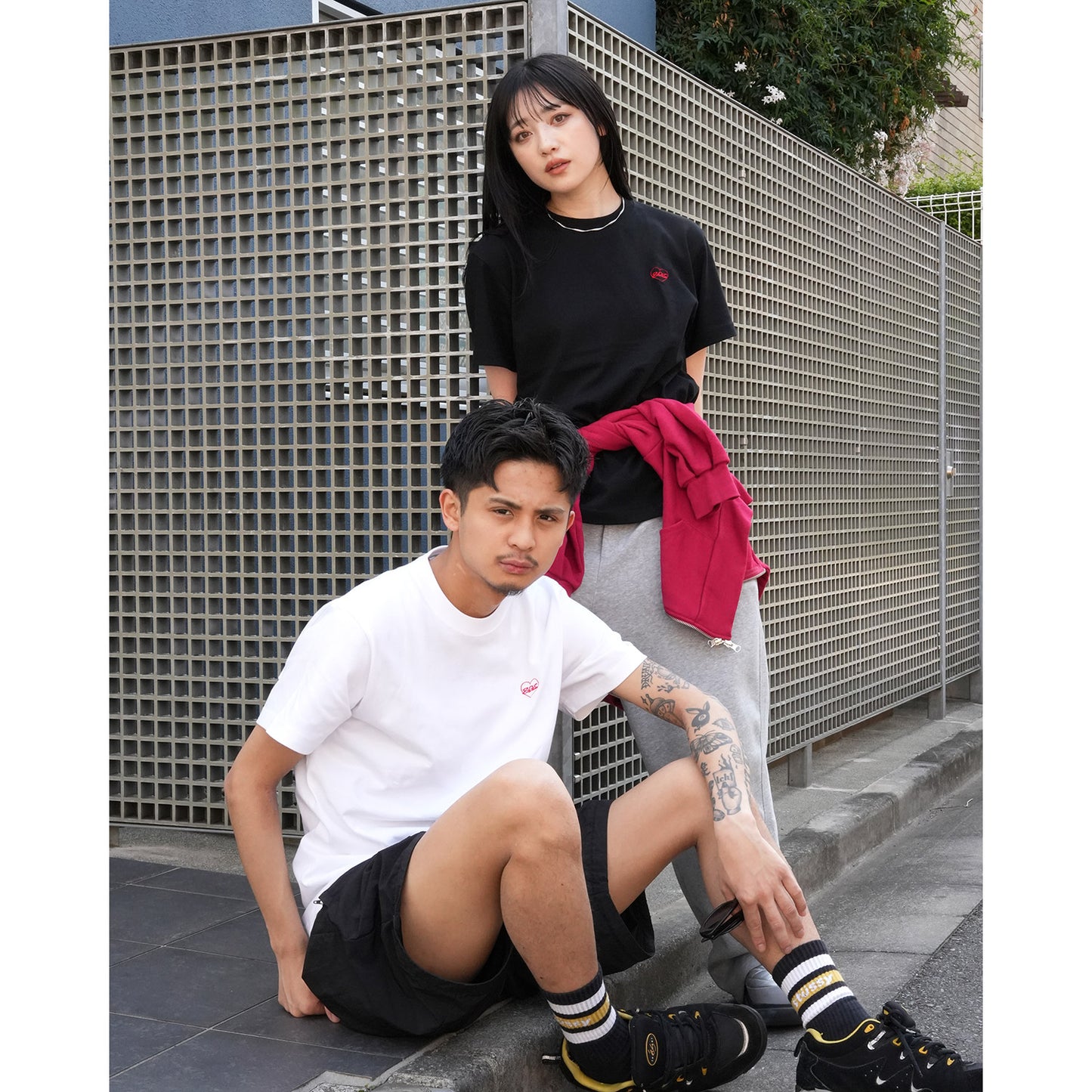RETRO HEART TEE -BLACK-