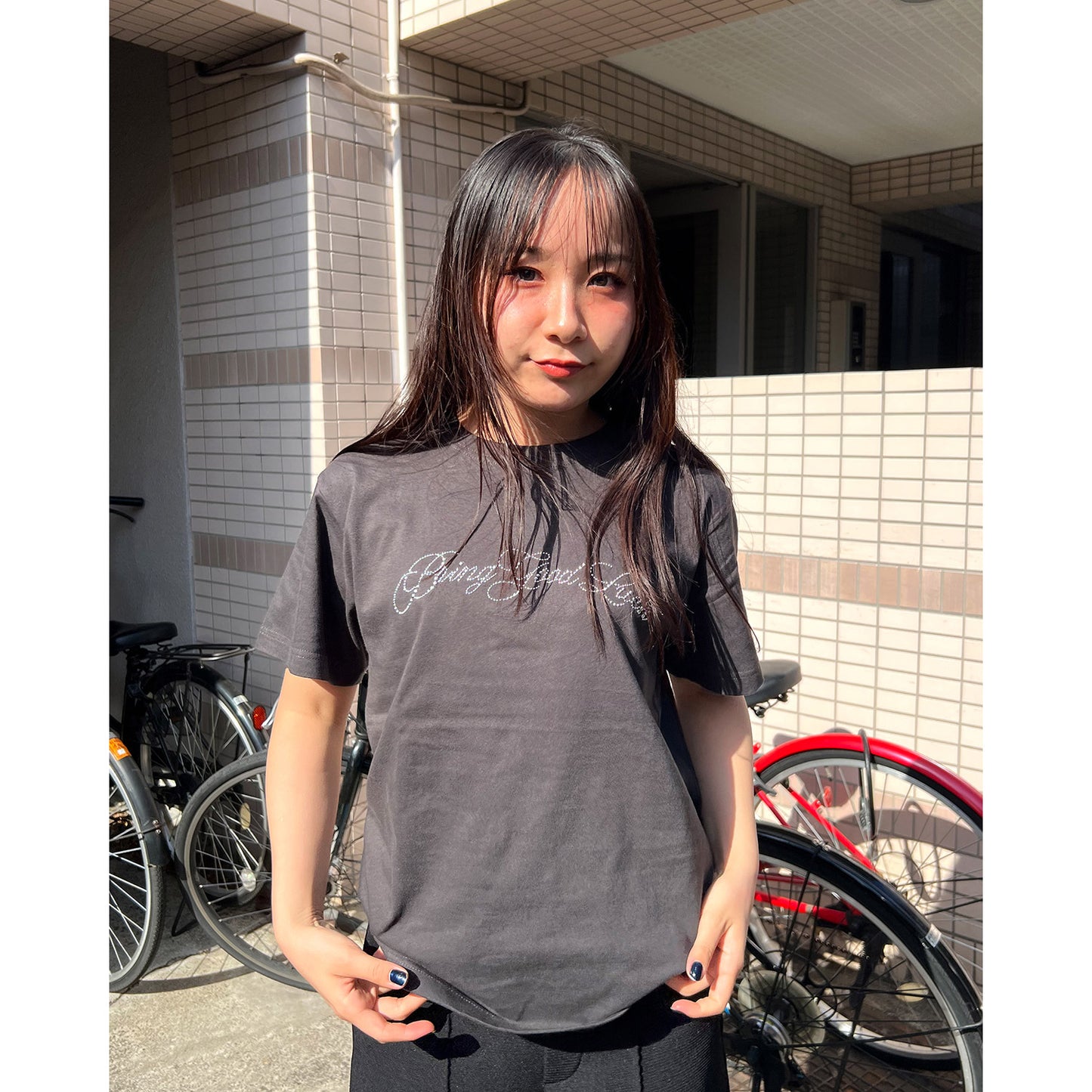 SCRIPT LOGO TEE -CHARCOAL-