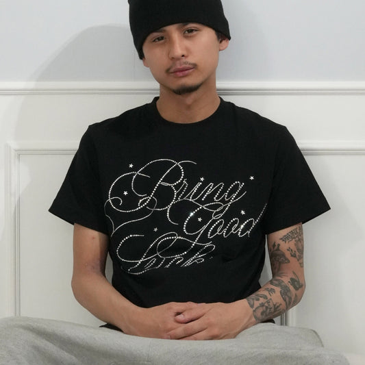 BIG SCRIPT TEE -BLACK-