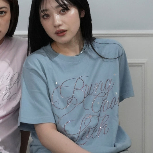 BIG SCRIPT TEE -BLUE-