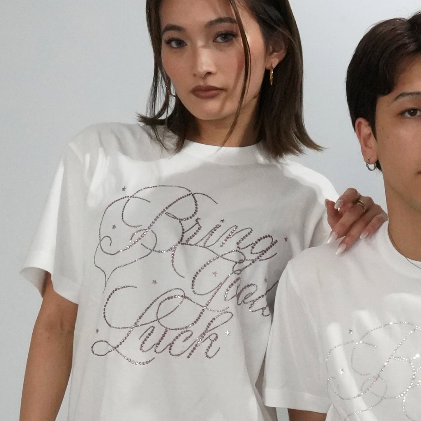 BIG SCRIPT TEE -WHITE x PINK-