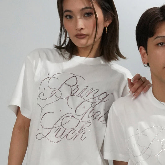 BIG SCRIPT TEE -WHITE x PINK-