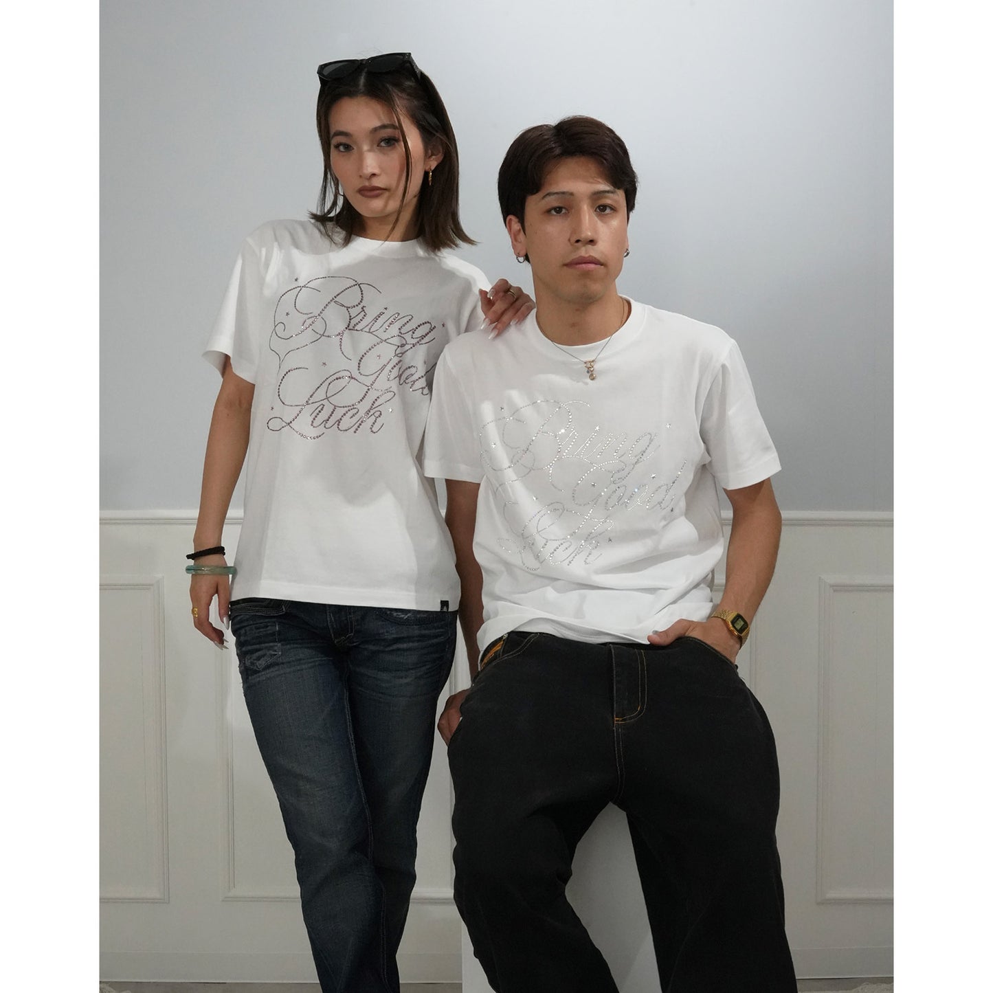 BIG SCRIPT TEE -WHITE x PINK-